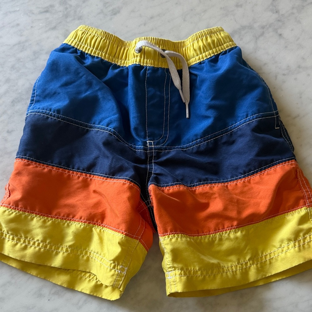 Hanna Andersson Colorblock Swim Shorts in Yellow, Blue, Orange size 6-7